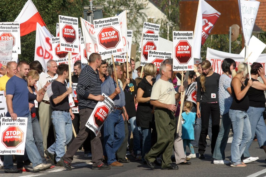 Protest w Spalonej w 2009 r.