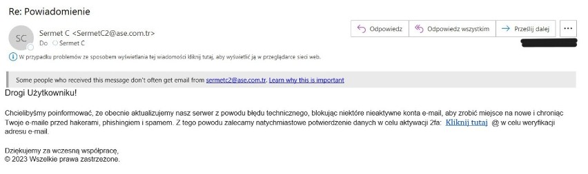 Brak "realistycznego" nadawcy, logotypów i stopki z danymi...