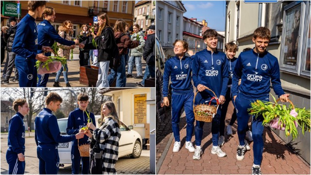 Uczniowie i wolontariusze rozdając kwiaty i upominki na ulicach Tarnowa wywołali uśmiech na twarzach wielu kobiet