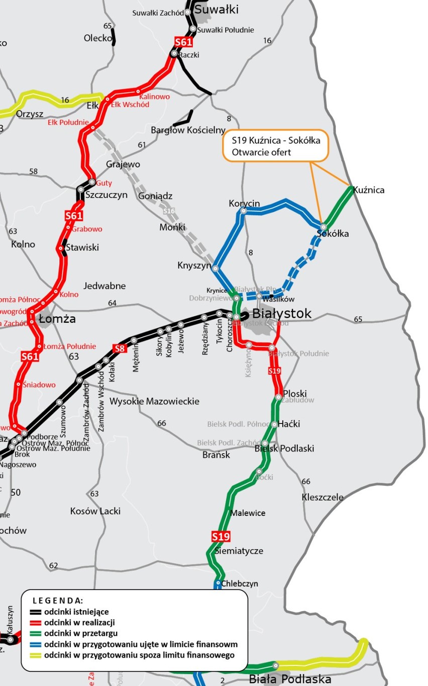 526 milionów złotych. Tyle będzie kosztować pierwszy odcinek nowej drogi krajowej S19 z Kuźnicy do Sokółki