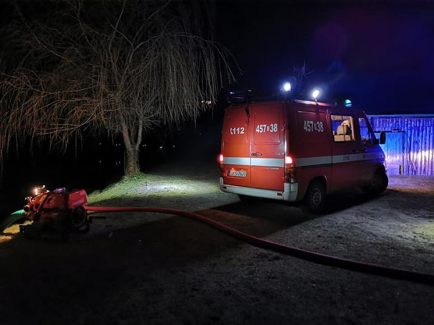 Pożar stosu drewna w Trawicach. Strażacy musieli ratować las przed ogniem