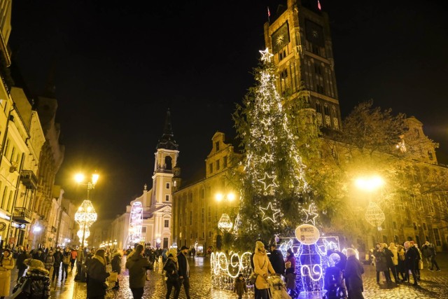 W Toruniu trwa montaż świątecznych dekoracji. W centrum starówki stanęła już choinka "Nowości" oraz pojawiły się pierwsze iluminacje świąteczne. Zobaczcie zdjęcia!
