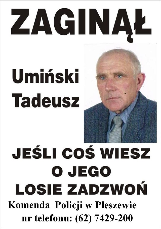 W nocy z 8 na 9 września w Krzywosądowie zaginął Tadeusz Umiński
