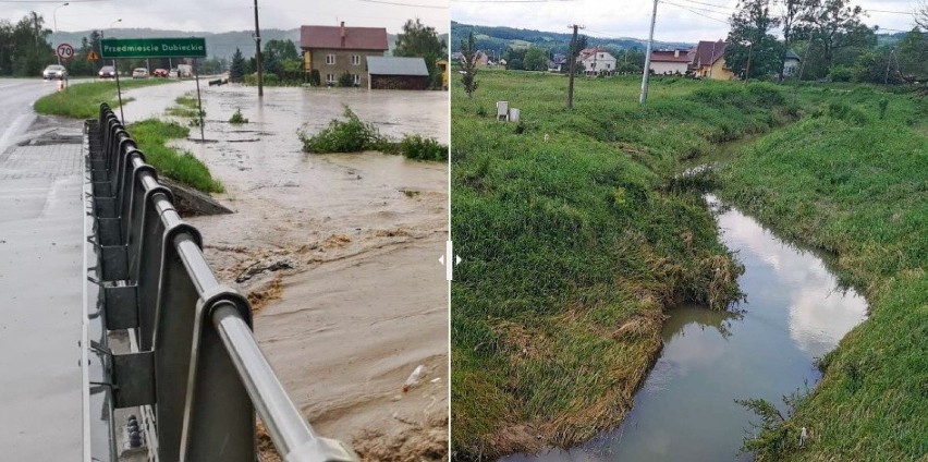 Woda zalała gminę Dubiecko koło Przemyśla. Zobacz porównanie z momentu powodzi i gdy woda opadła [GALERIA]
