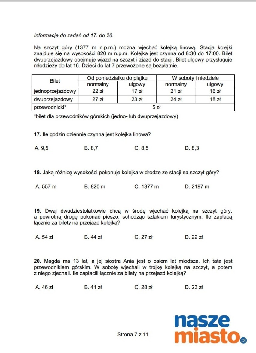 Test 6 klasa 1 kwietnia 2014 - Jak Wam poszło? ARKUSZE, KLUCZ ODPOWIEDZI