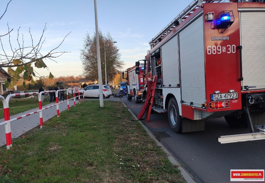 Wypadek w Szczekocinach. Poważnie ranny motocyklista trafił do szpitala, zabrał go śmigłowiec Lotniczego Pogotowia Ratunkowego