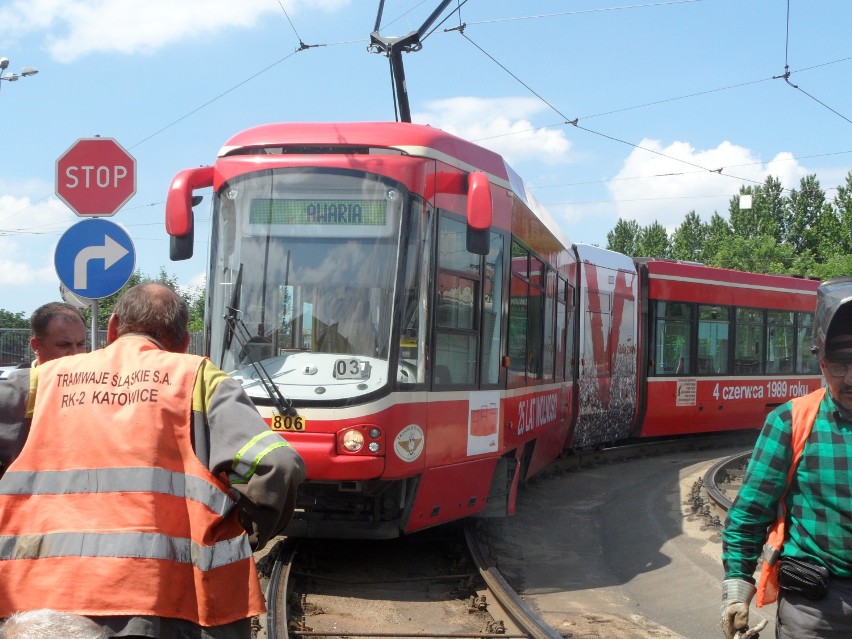 Wykolejony tramwaj Chorzów