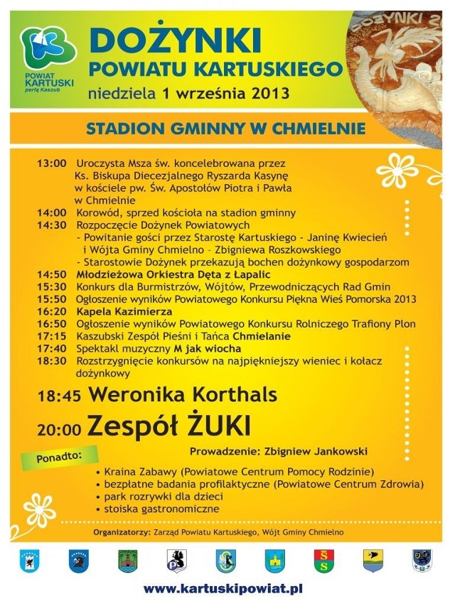 Dożynki Powiatu Kartuskiego 2013 w Chmielnie - plakat
