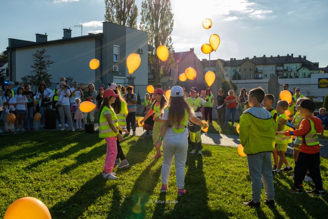Akcja "Odblaskowa szkoła" dzięki SP 15 w Tarnowie zawitała do Parku Strzeleckiego