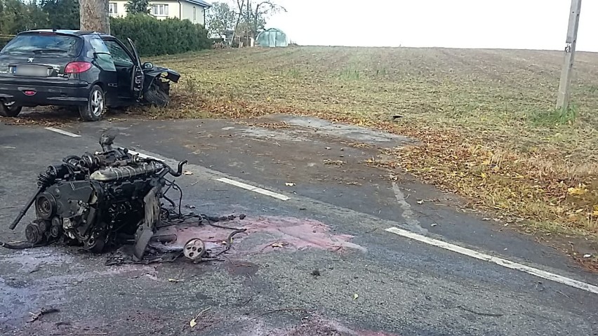 Wypadek w Turznie. 57-latka zjechała z drogi i uderzyła w...