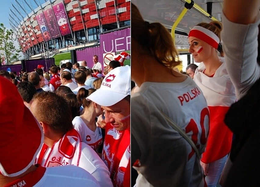 Kibice w Warszawie pierwszego dnia Euro 2012