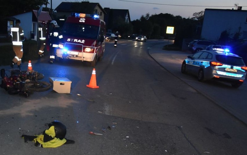 Wypadek z udziałem motoroweru w Sychowie. Kierujący trafił do szpitala 