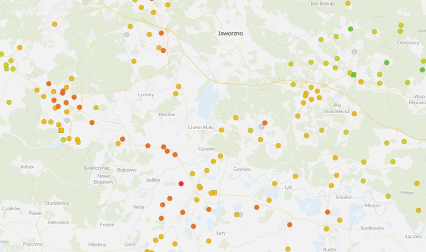 Jakość powietrza w Małopolsce zach. 27.10.2022