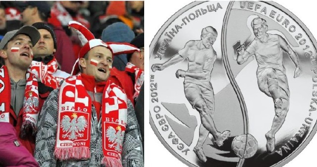 Logo Euro 2012, piłkarze, stadiony oraz orzeł. Między innymi ...