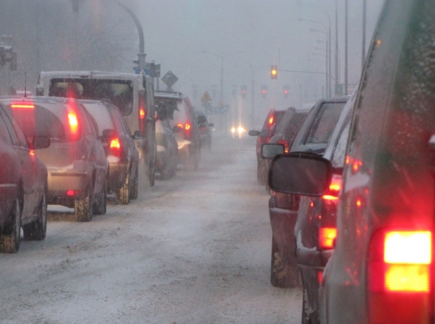 Atak zimy w Lublinie z okna samochodu