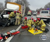 Wypadek na S1 w Sosnowcu. Zderzyły się dwa auta dostawcze. Droga była zablokowana