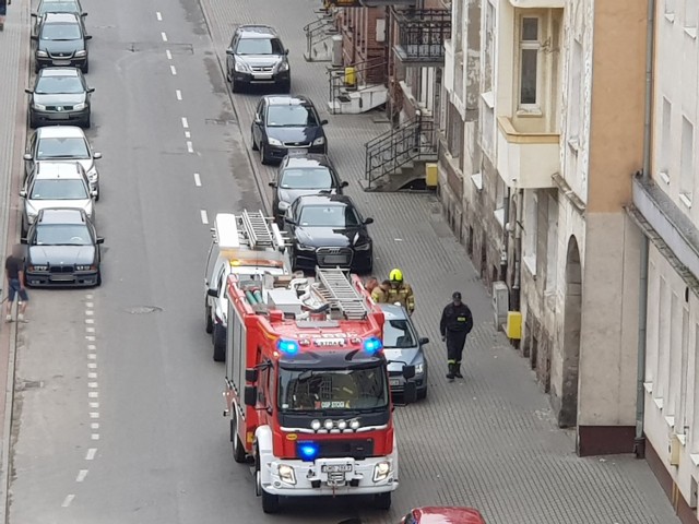 OSP Stogi podczas niedzielnej interwencji na ul. Orzeszkowej w Malborku.