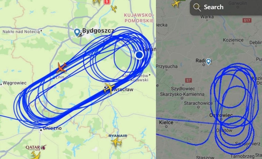 Trasy kołowania latających cystern NATO nad Polską można...