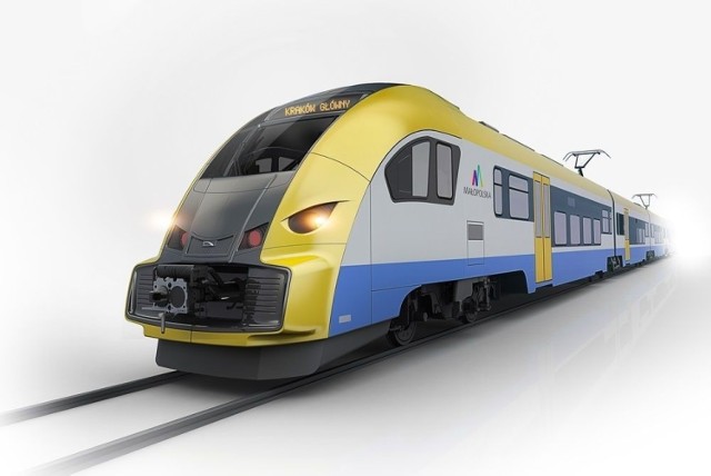 Tak mają wyglądać nowe pociągi, które dla województwa małopolskiego wyprodukuje bydgoska firma Pesa. Dostarczone zostaną jednak dopiero w 2021 roku, a potrzeby są dużo większe