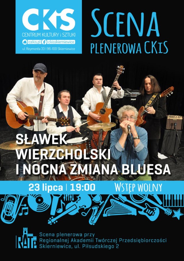 Nocna Zmiana Bluesa w Skierniewicach zagra w sobotę 23 lipca. Koncert odbędzie się na dziedzińcu Regionalnej Akademii Twórczej Przedsiębiorczości w Ramach Sceny Plenerowej CKiS.