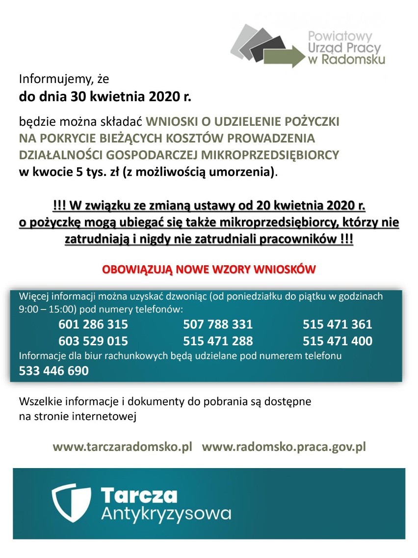 Tarcza antykryzysowa w Radomsku. Rozszerzony nabór wniosków o pożyczkę dla mikroprzedsiębiorców [NOWE WZORY WNIOSKÓW]