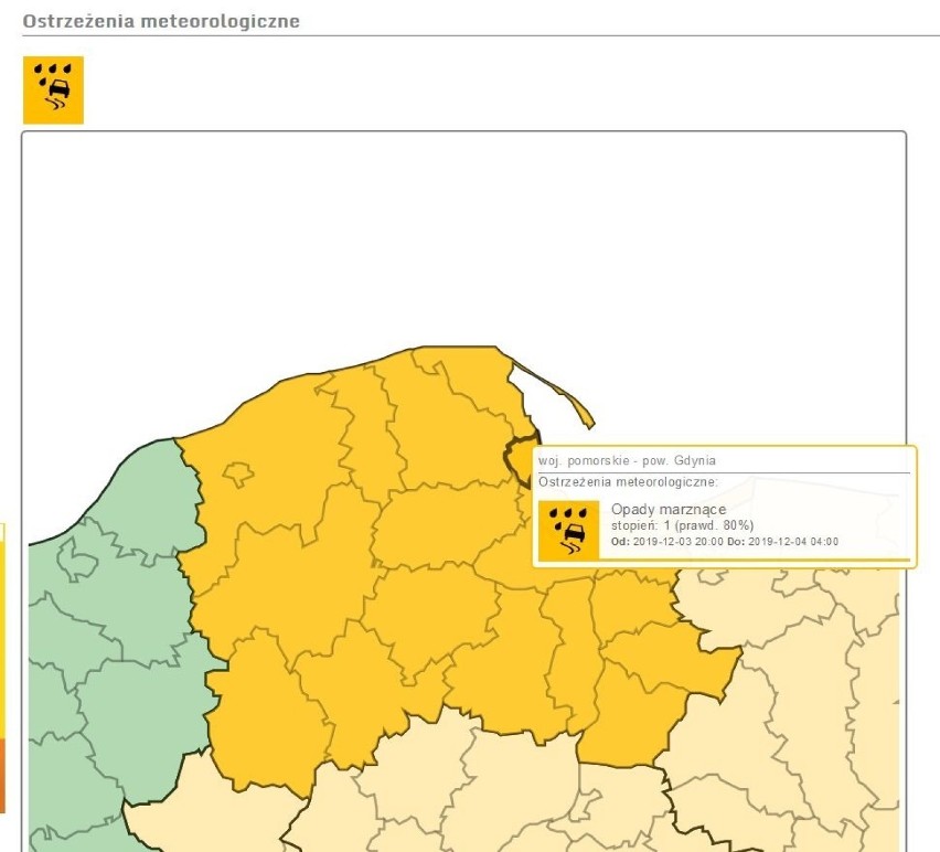 Pogoda na Pomorzu. Możliwe wystąpienie marznących opadów i lokalnych oblodzeń. Synoptycy ostrzegają kierowców i pieszych