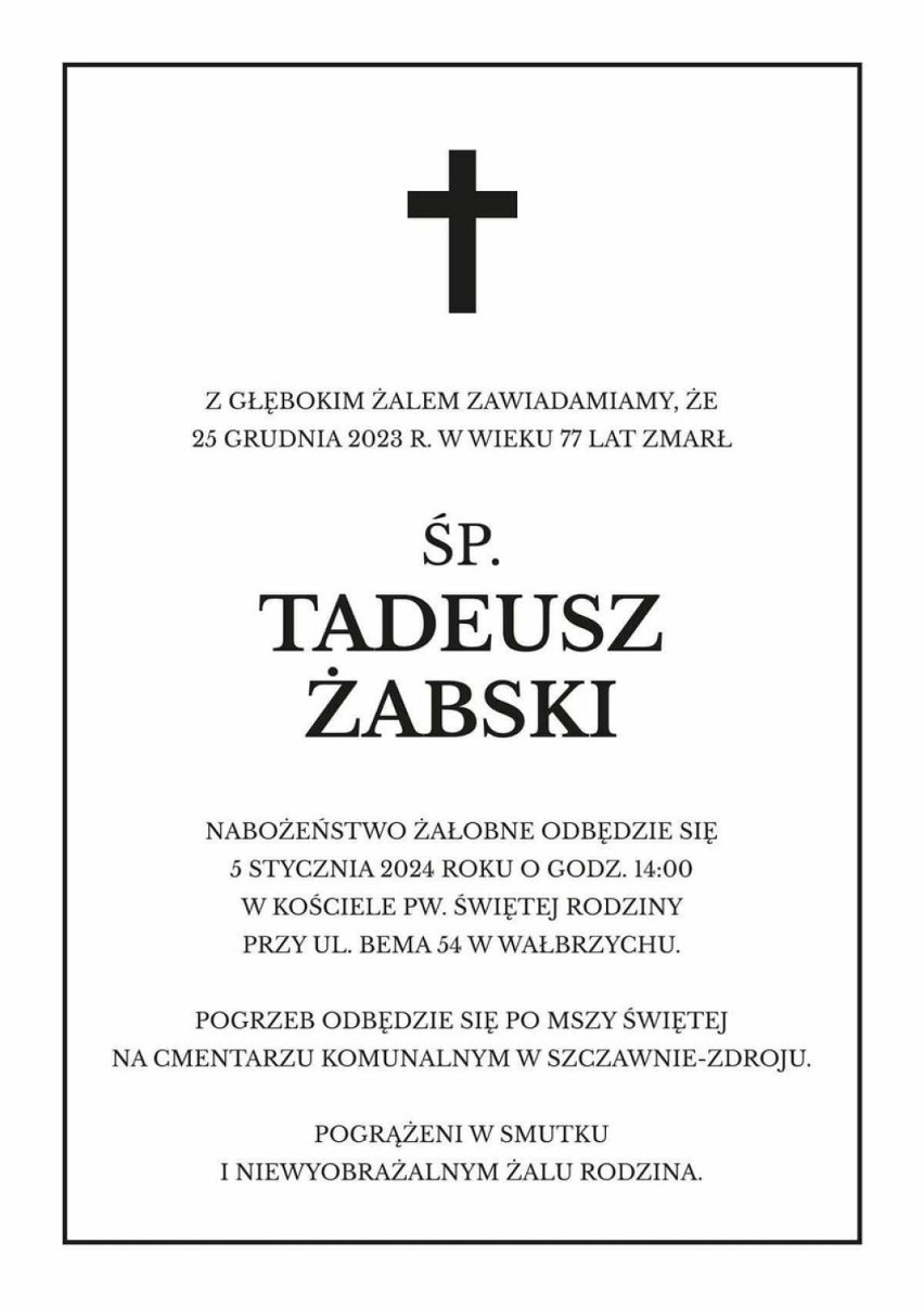 Smutne zakończenie 2023 roku w Wałbrzychu i regionie: Żegnamy znanego onkologa, siatkarza, nauczyciela i strażaka