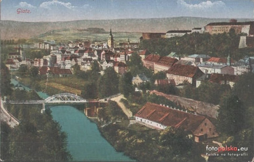 Lata 1895-1903 , Schleusenbrücke, obecnie most 15-lecia oraz widok na panoramę Kłodzka