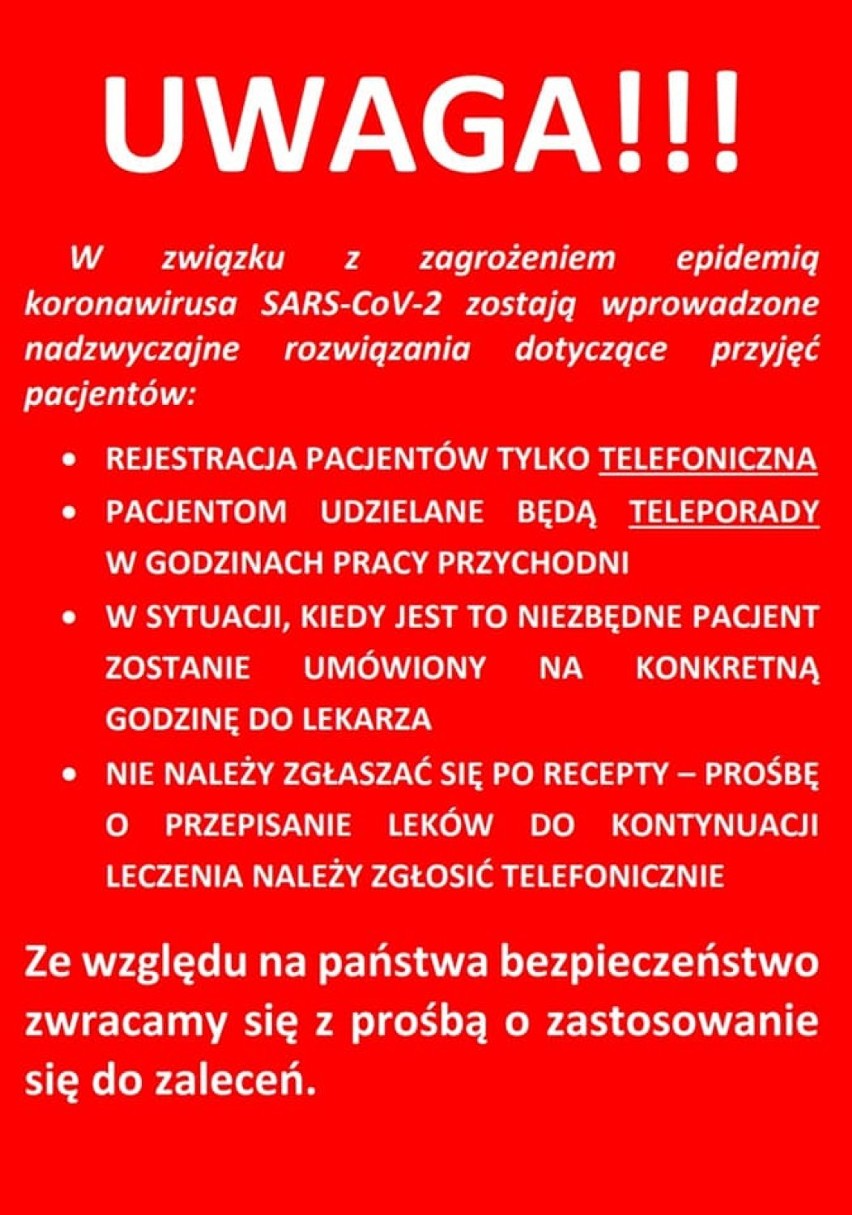 Powiat pucki: podejrzewasz u siebie objawy koronawirusa? Ośrodki zdrowia w Pucku i okolicach apelują: nie przychodź do nas!
