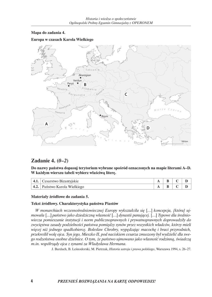 Próbny Egzamin Gimnazjalny Operon 2018: historia, wos.