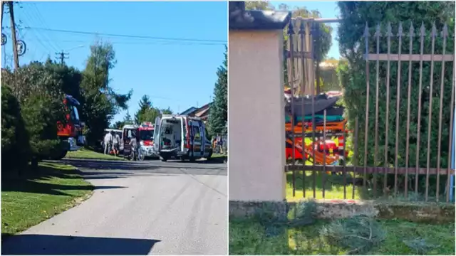 Strażacy uwalniali w czwartek (21 września) pod Tarnowem mężczyznę, który nabił się na ogrodzenie