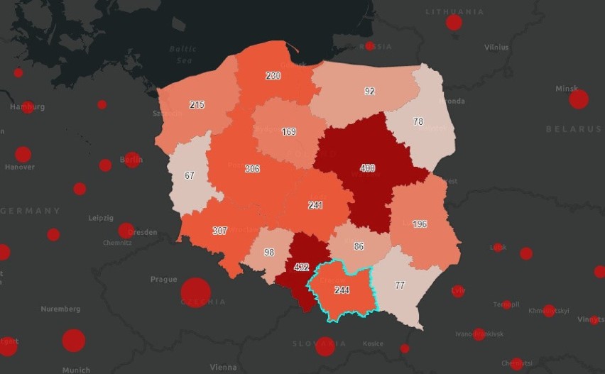 Liczba nowych zakażeń koronawirusem w województwach (dane z...