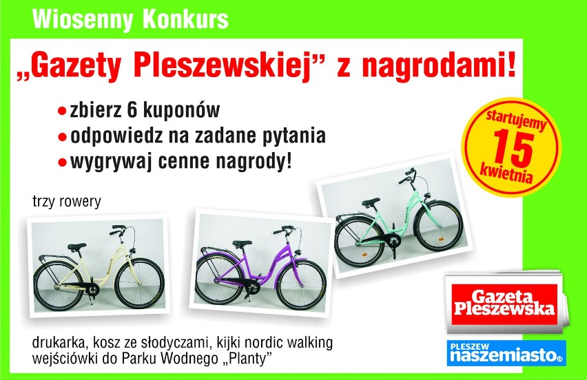 Wiosenny Konkurs ,,Gazety Pleszewskiej'' z nagrodami rowerami