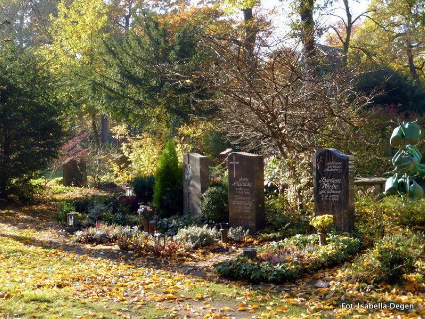 Mały cmentarz leśny we Frankfurcie nad Menem w dzielnicy...