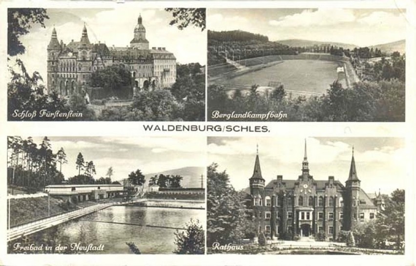 Lata 1910-1925 
Czteroobrazkowa pocztówka z Wałbrzycha