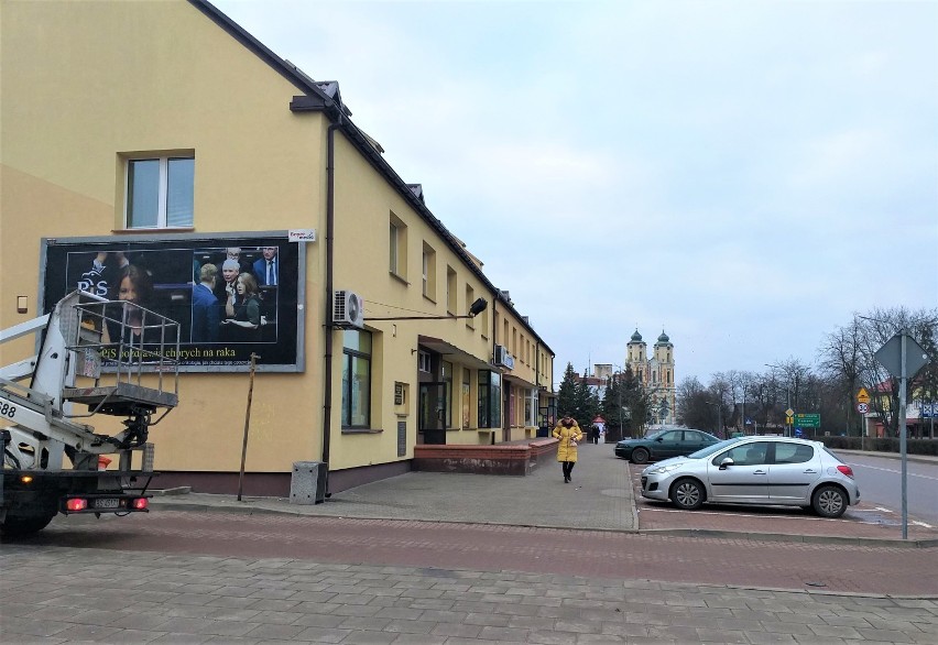 Sejny - baner umieszczony w centrum miasta
