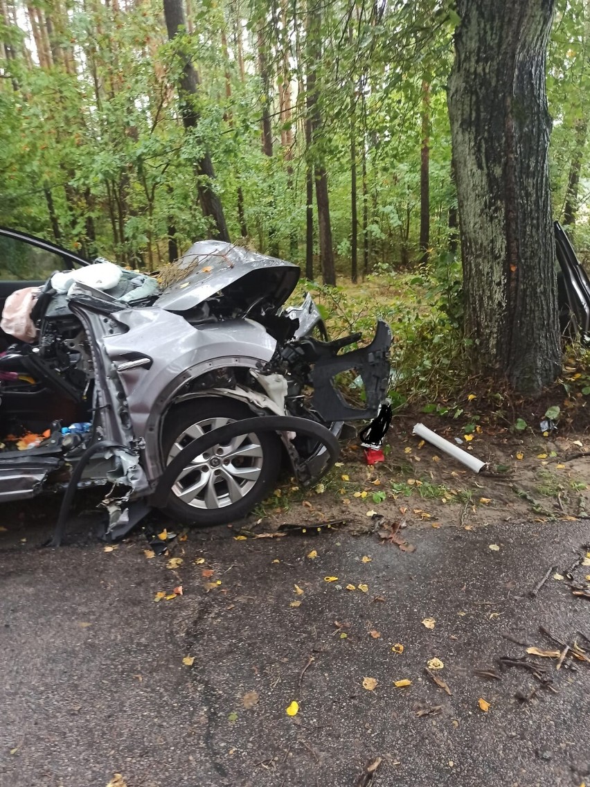 Wypadek w Zamku Kiszewskim na drodze nr 214. Samochód uderzył w drzewo. Zginęło małżeństwo [ZDJĘCIA]