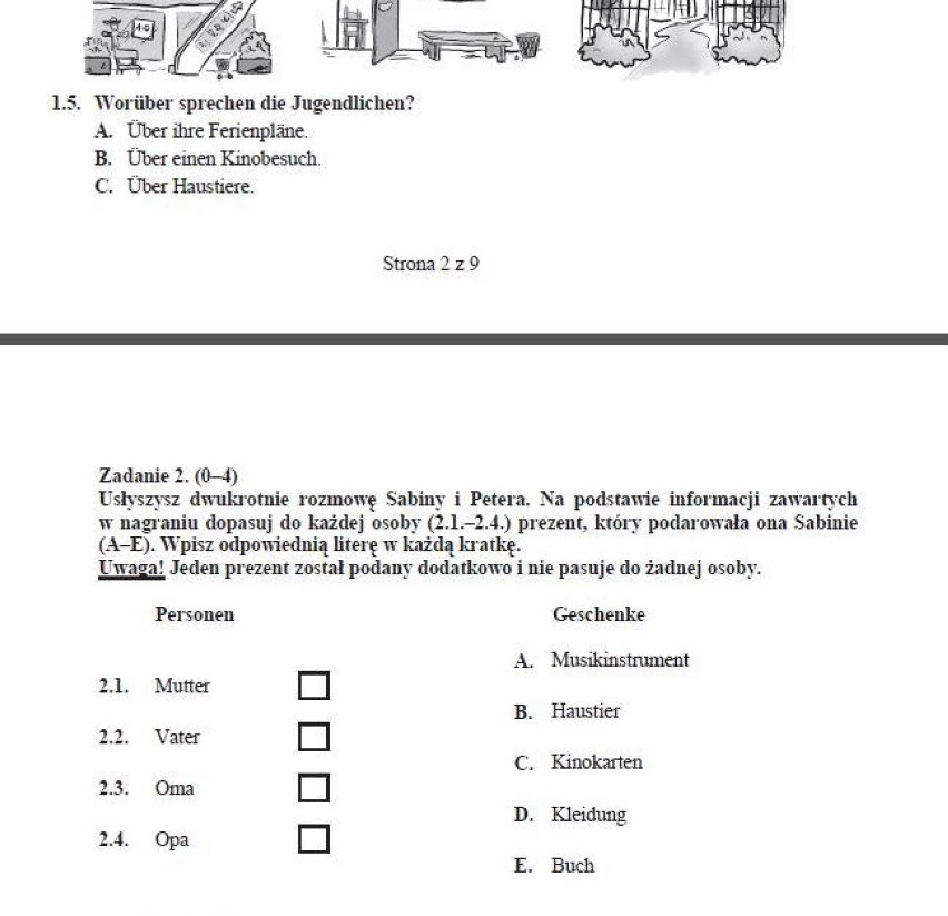 Próbny egzamin gimnazjalny 2012/2013: Język angielski i niemiecki [pytania, odpowiedzi]