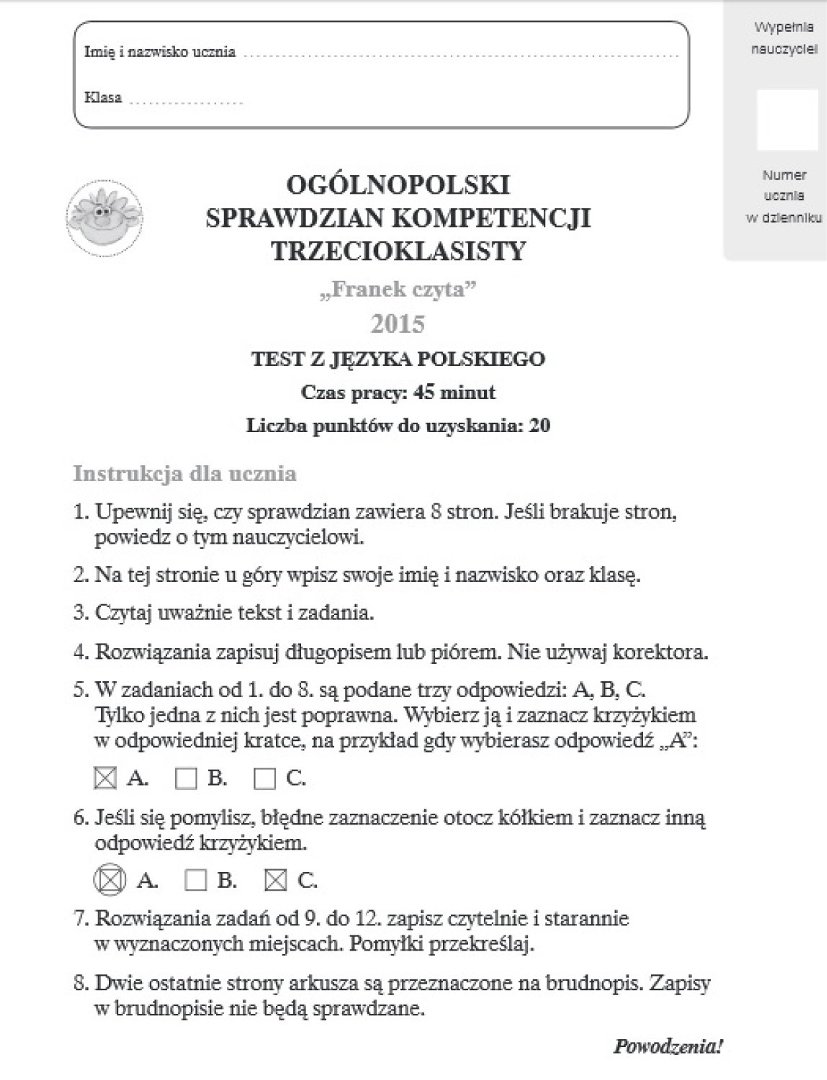 Ogólnopolski sprawdzian kompetencji trzecioklasisty 2015 z Operonem