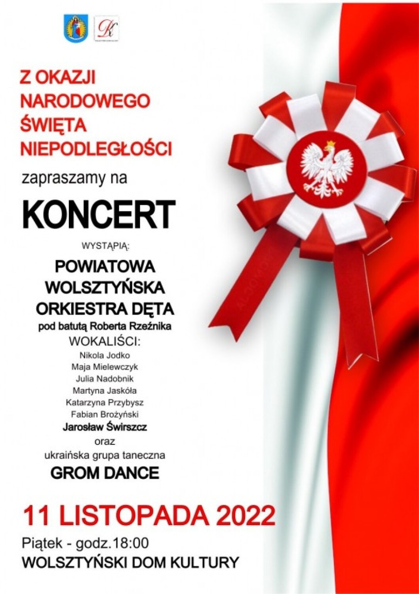 Wolsztyn: Koncert w Wolsztyńskim Domu Kultury z okazji Dnia Niepodległości