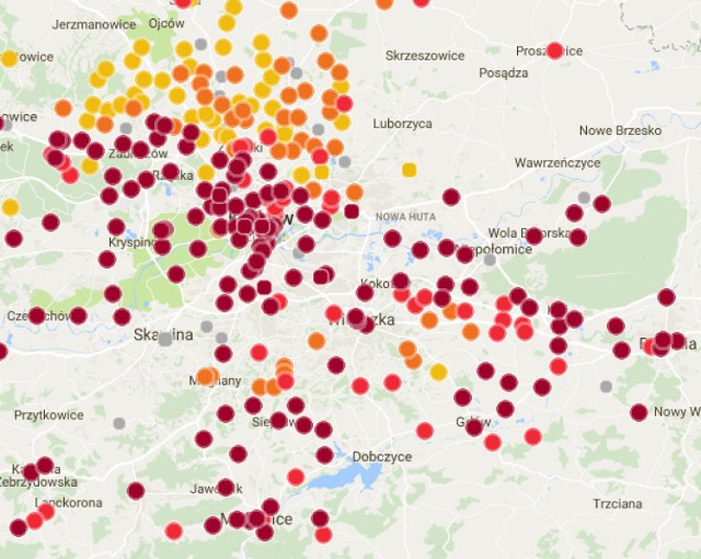 Smog w Krakowie i okolicach Krakowa nie odpuszcza