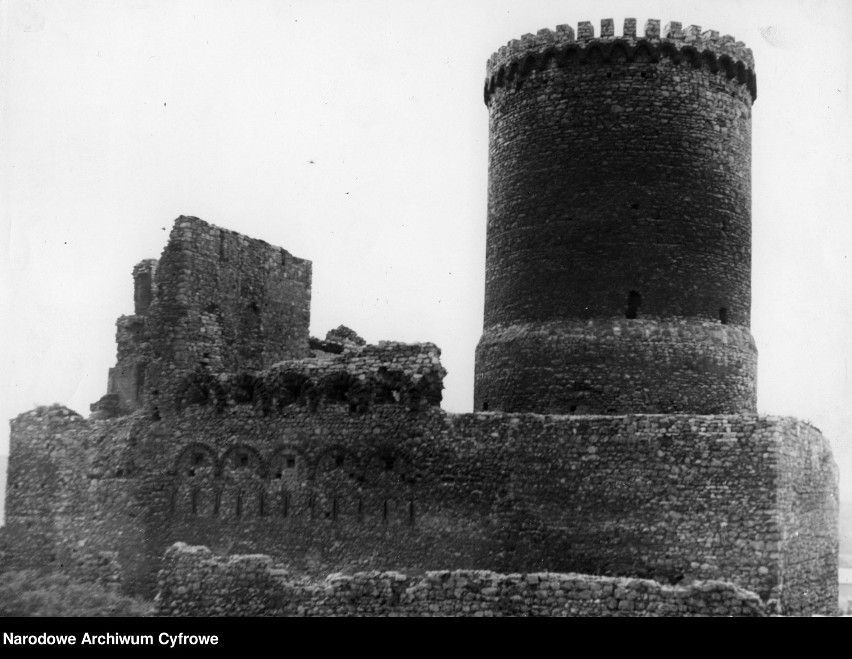 Ruiny zamku królewskiego na wzgórzu nad Czarną Przemszą....