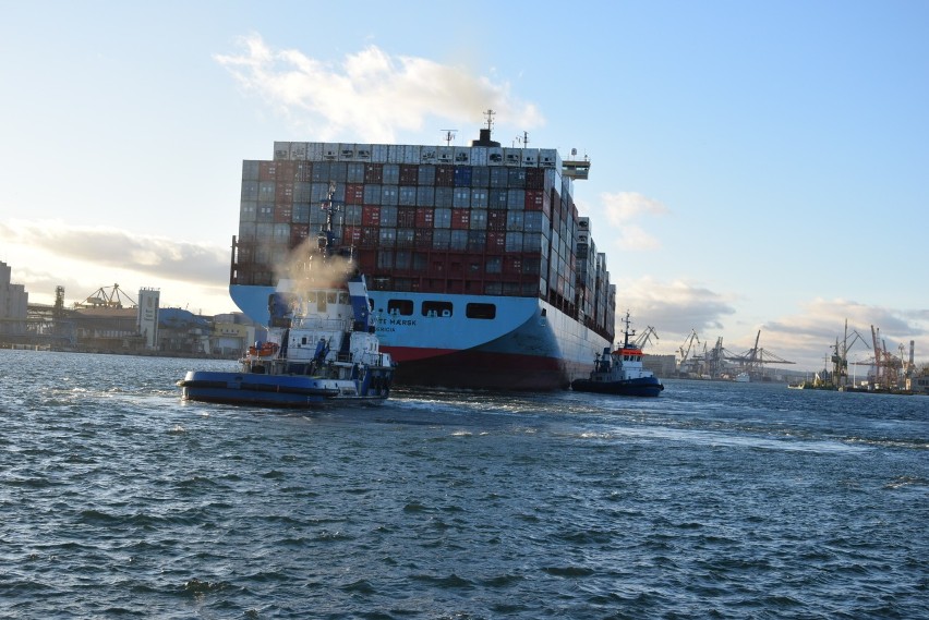 Kontenerowiec Charlotte Maersk w gdyńskim porcie, 12.02...