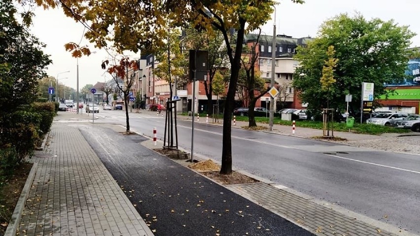 Trasa rowerowa wzdłuż ul. Katowickiej.