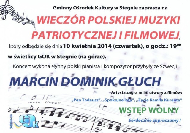 Wieczór Polskiej Muzyki Patriotycznej i Filmowej w Stegnie