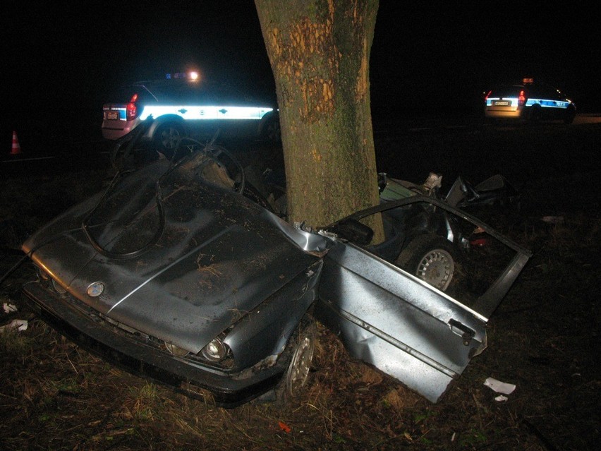 Żabce: BMW wbiło się w drzewo. Nie żyją dwie osoby (ZDJĘCIA)