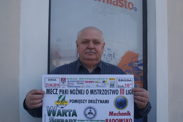 Andrzej Sroczyński, działacz Warty, zaprasza na mecz w Sieradzu
