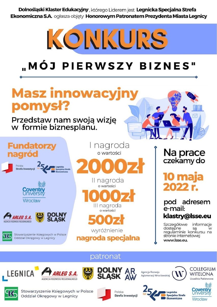 "Mój pierwszy biznes" konkurs Legnickiej Specjalnej Strefy Ekonomicznej. Można wygrać nawet 2000 zł!
