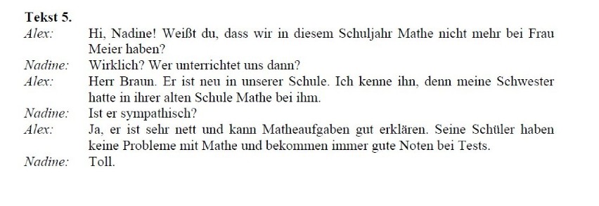 Język niemiecki - egzamin gimnazjalny 2013