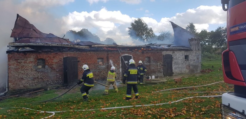 Pożar budynku inwentarsko-gospodarczego w miejscowości Kielno (październik 2022)